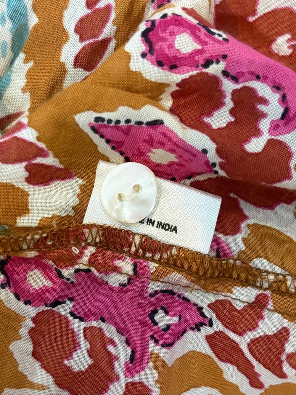 Ruby Yaya Boho Ikat Print Midi Shirt Dress Pink Orange Tiered Belted Festival xs